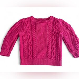 Baby Gap red cozy knit sweater with heart embroidery size 6-12m